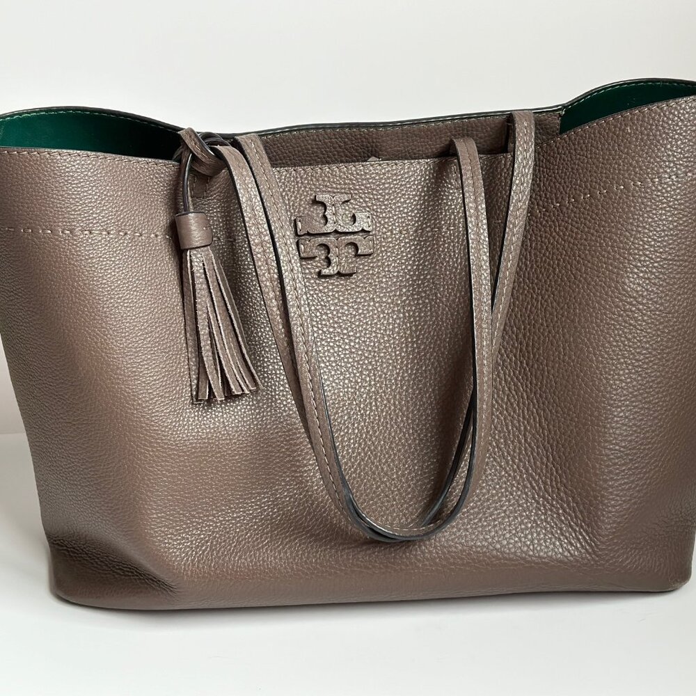 Investment Piece at a bargain: Tory Burch Leather Tote silver maple/malachite